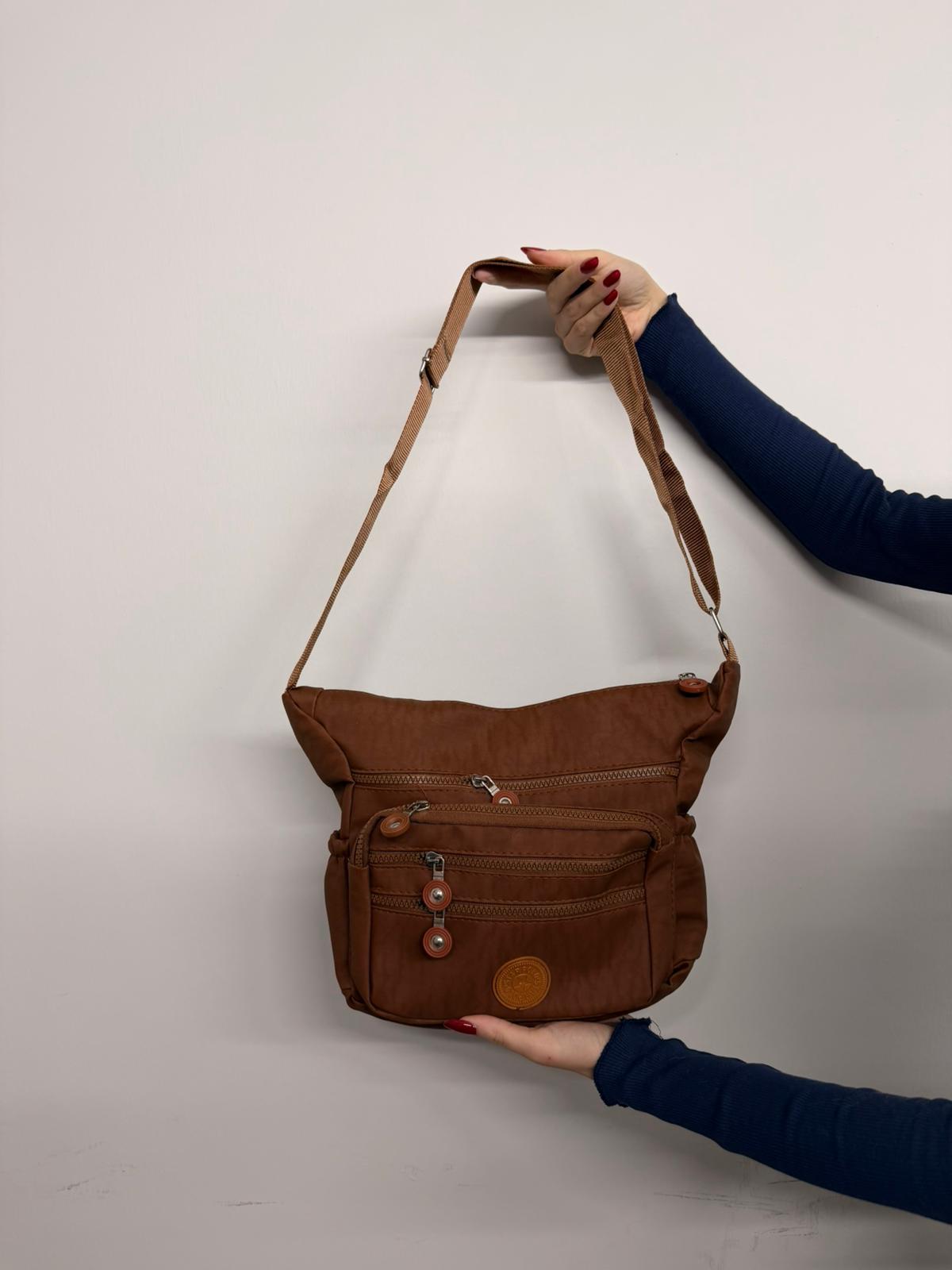 Kahverengi Tonlarında Çok Gözlü Omuz Çantası (Ürün No:7)