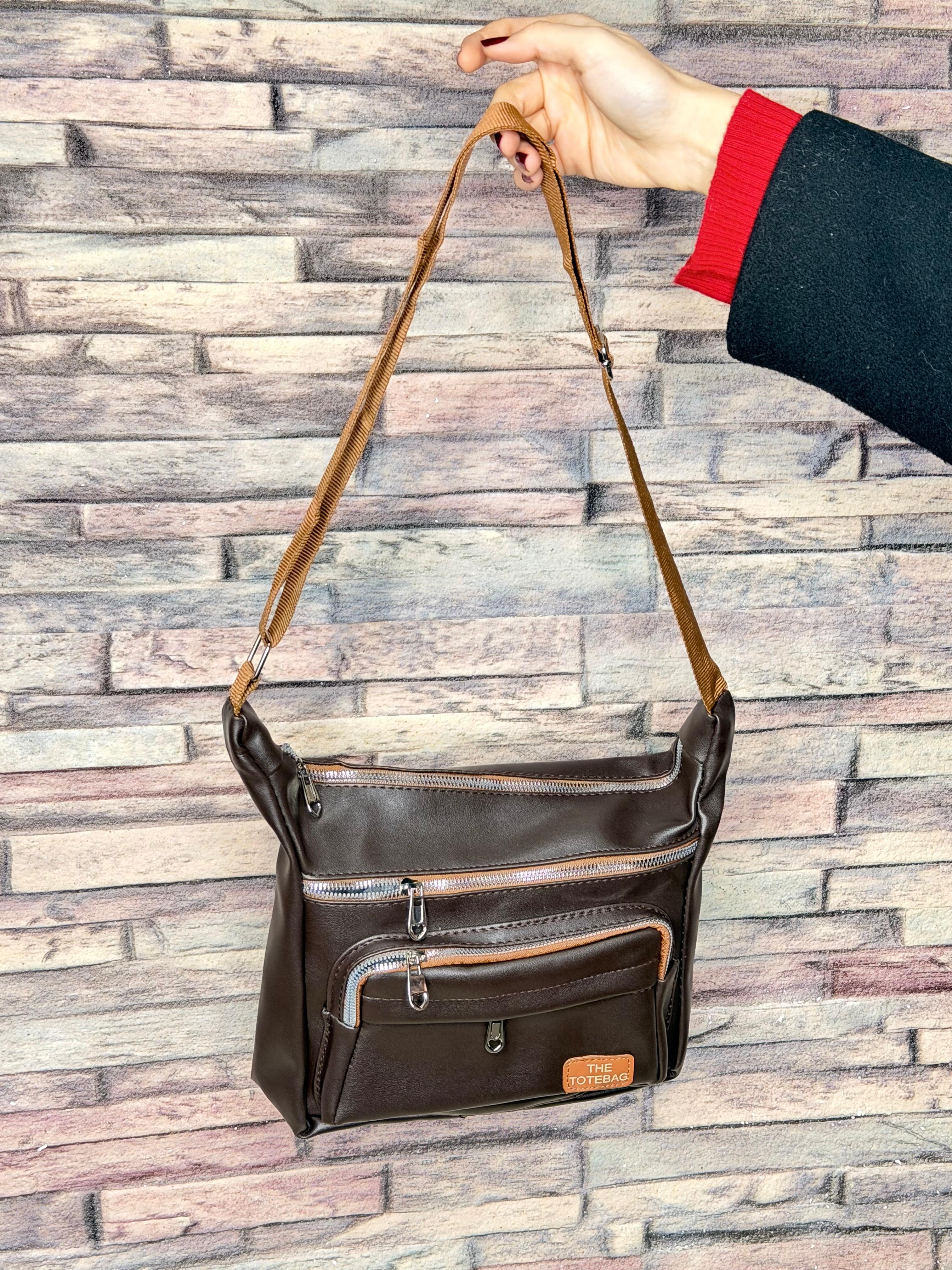 Kahve Tonlarında Çok Gözlü Tote Omuz Çantası (Ürün No:3)