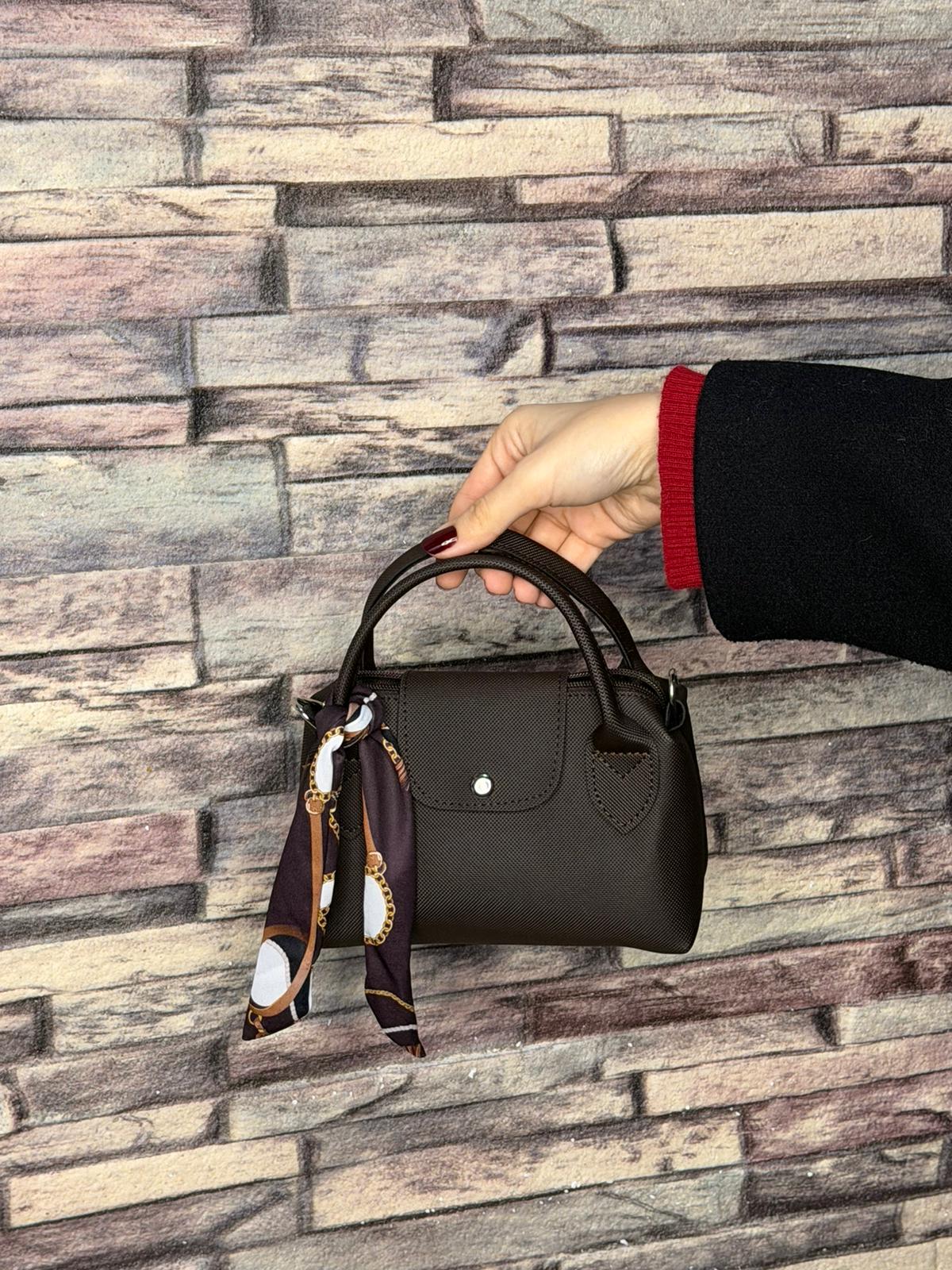 Acı Kahve Fularlı Küçük El Çantası (Ürün No:32)