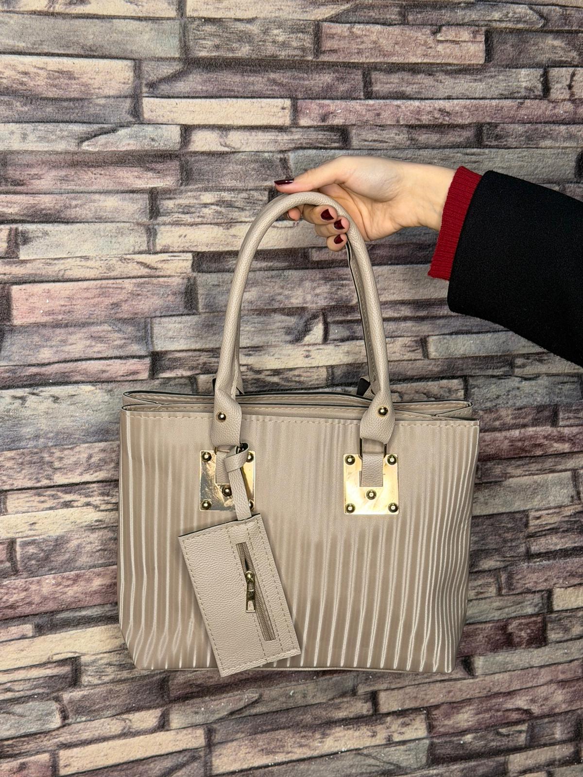 Krem Çizgi Detaylı Omuz Çantası (Ürün No:45)