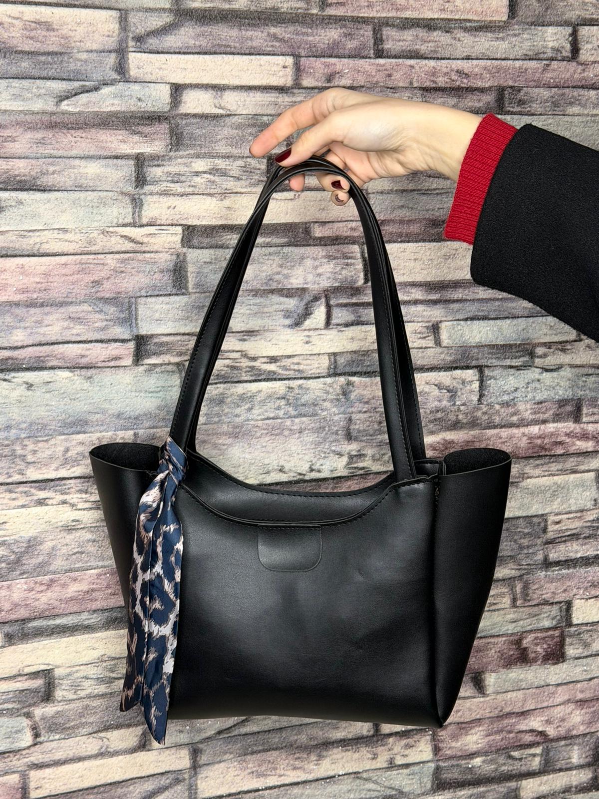 Siyah Fularlı Deri Çanta (Ürün No:51)