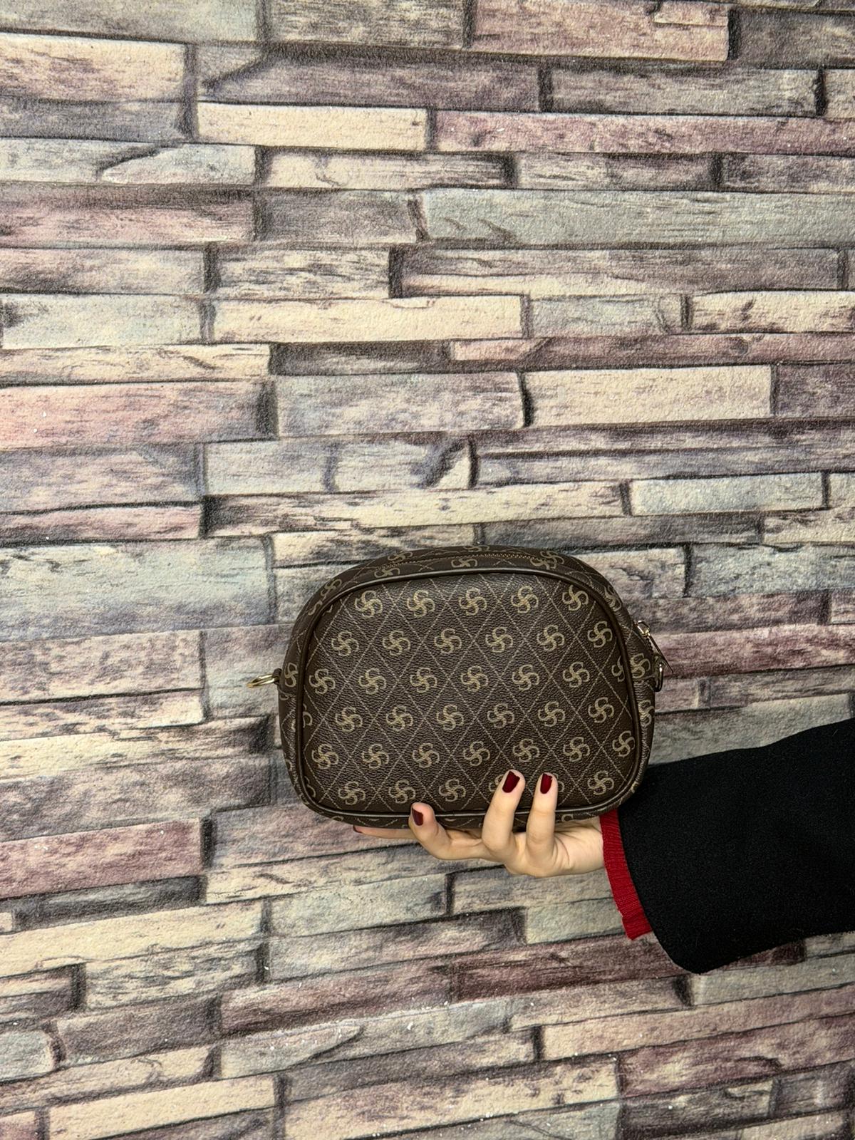 Monogram Kahve Çapraz Askılı Mini Çanta (Ürün No:61)