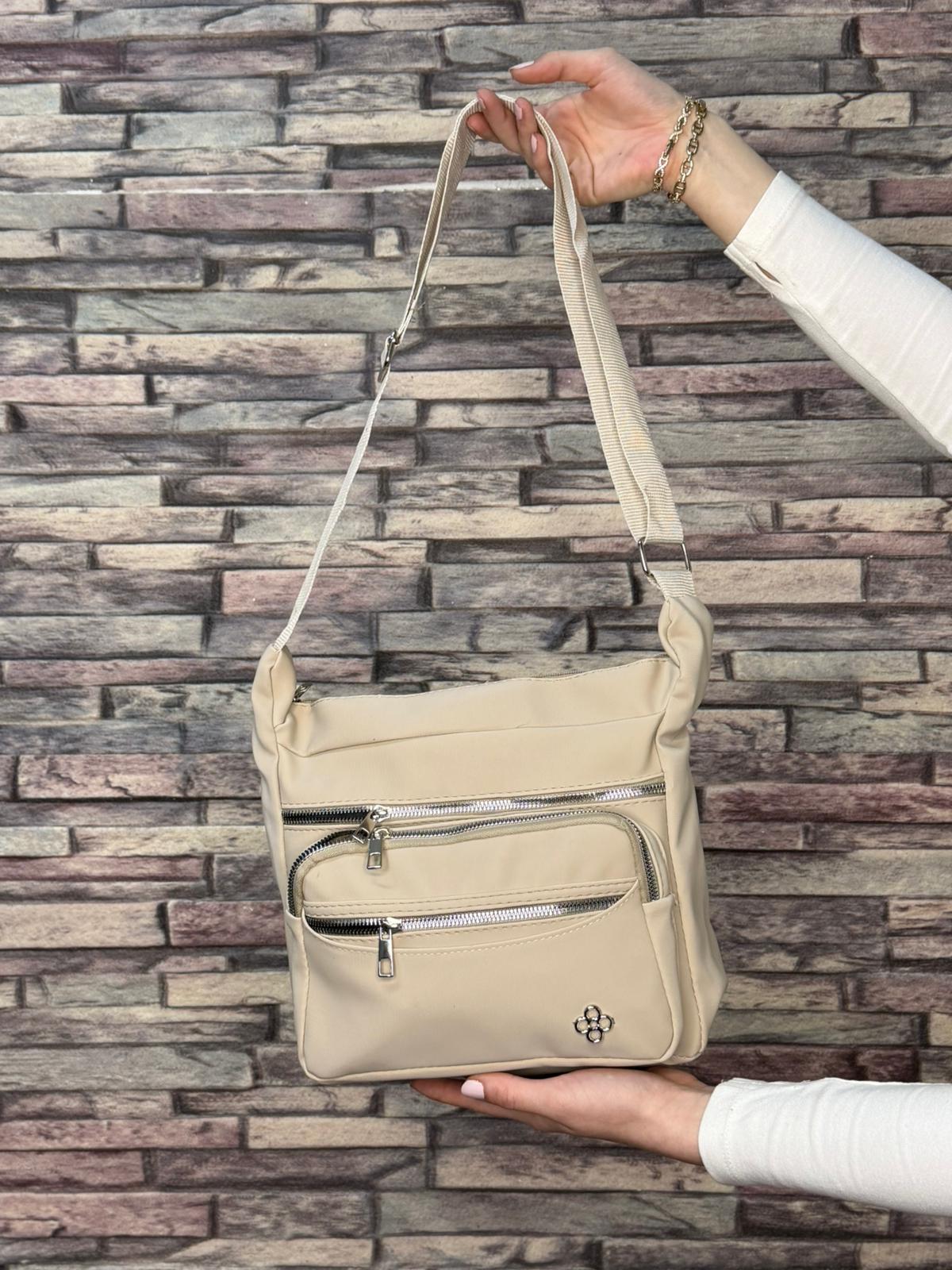 Krem Çok Gözlü Omuz Çantası (Ürün No:150)