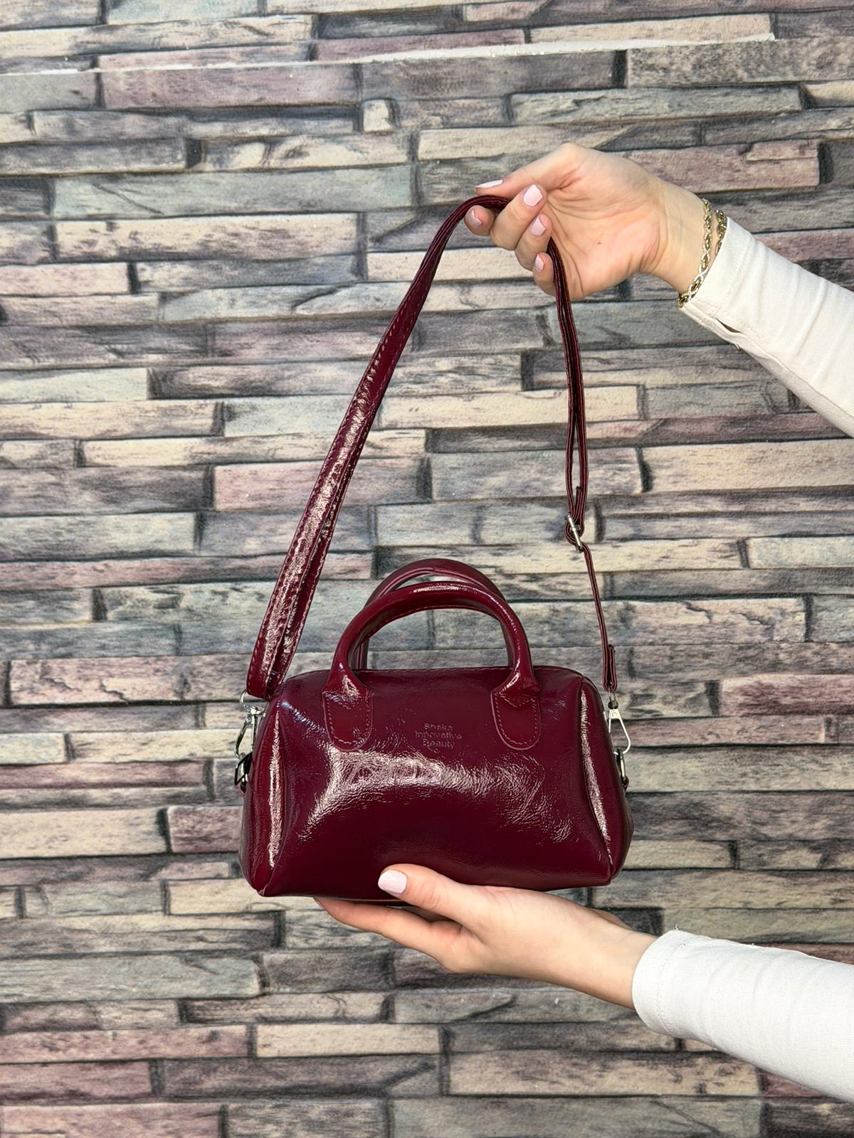 Parlak Bordo Mini Çanta (Ürün No:139)